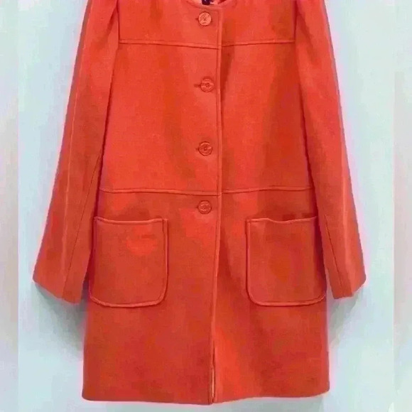Mossimo Wool Peacoat, Women’s Size Small, Coral Orange, Collarless, Button Up - Picture 5 of 11